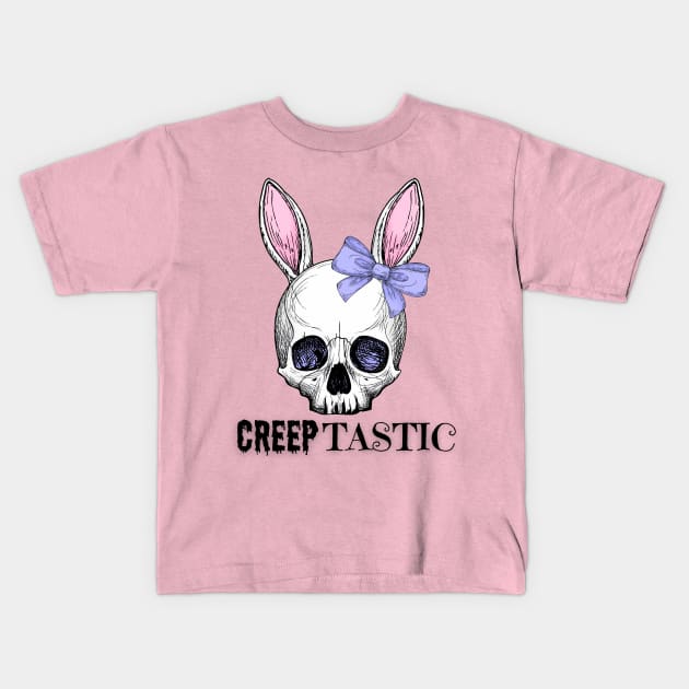 CreepTastic Skull Easter Bunny Kids T-Shirt by TheMavenMedium